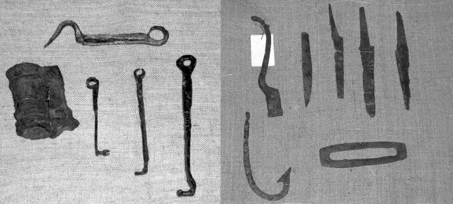 Замки та ключі, фрагменти знарядь праці з розкопок Південного городища