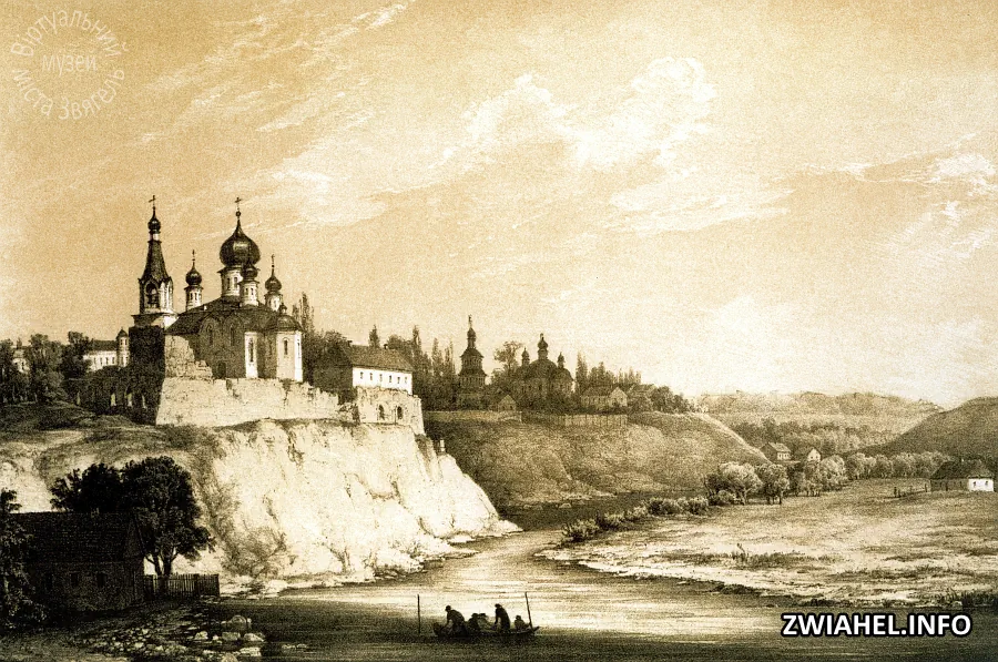 Гравюра з видом Звягельського замку та собору