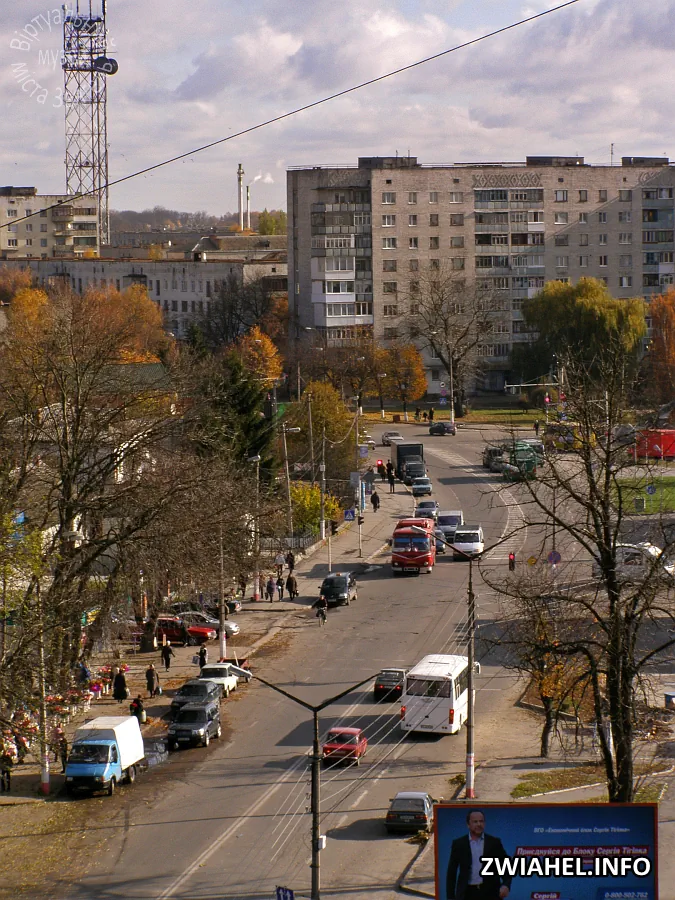 Перспектива вулиці Шевченка у напрямку центру міста: вид з висоти